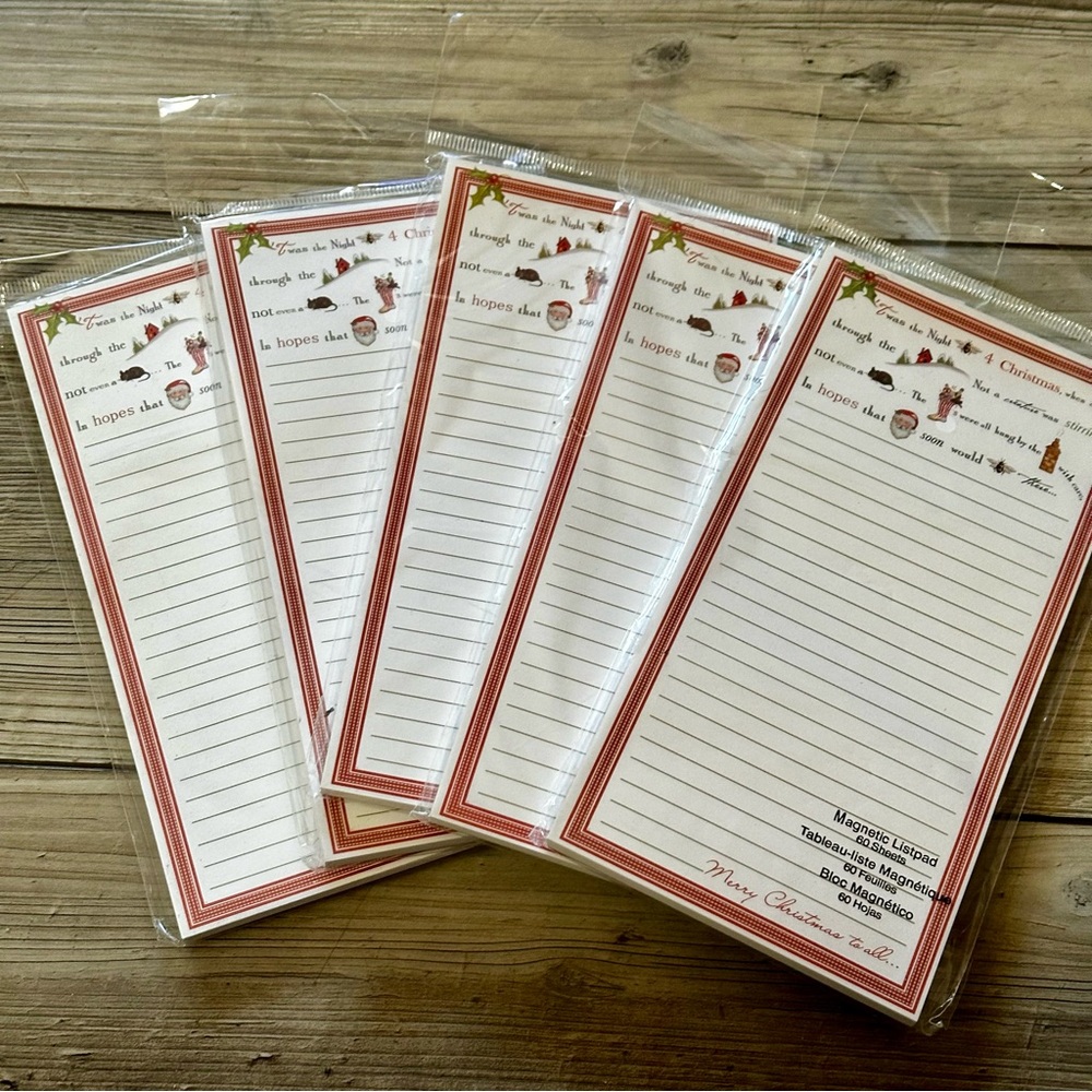 Lot Of 5 Studio 18 Magnetic List Pads ‘Twas The Night Before Christmas New